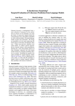 Is Incoherence Surprising? Targeted Evaluation of Coherence Prediction
  from Language Models