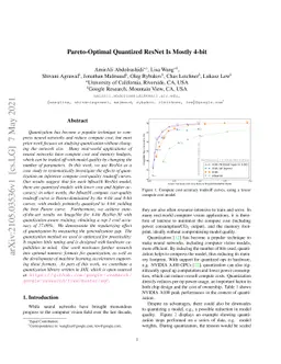 Pareto-Optimal Quantized ResNet Is Mostly 4-bit