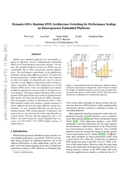 Dynamic-OFA: Runtime DNN Architecture Switching for Performance Scaling
  on Heterogeneous Embedded Platforms