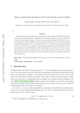 Some multivariate goodness of fit tests based on data depth