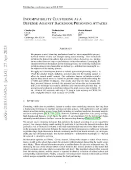 Incompatibility Clustering as a Defense Against Backdoor Poisoning
  Attacks
