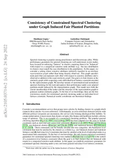 Consistency of Constrained Spectral Clustering under Graph Induced Fair
  Planted Partitions