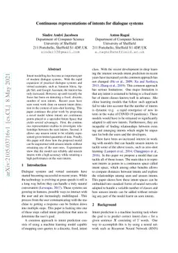 Continuous representations of intents for dialogue systems
