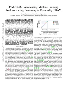 PIM-DRAM: Accelerating Machine Learning Workloads using Processing in
  Commodity DRAM