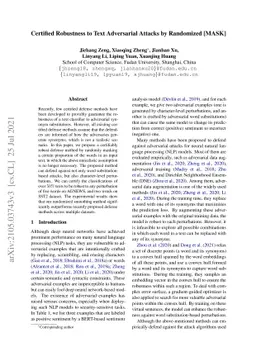 Certified Robustness to Text Adversarial Attacks by Randomized [MASK]