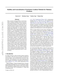 Stability and Generalization of Stochastic Gradient Methods for Minimax
  Problems