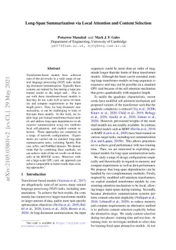 Long-Span Summarization via Local Attention and Content Selection