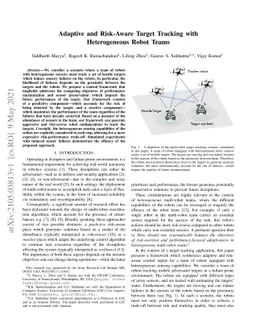Adaptive and Risk-Aware Target Tracking with Heterogeneous Robot Teams