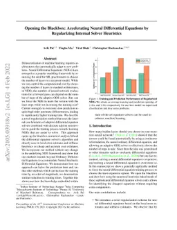 Opening the Blackbox: Accelerating Neural Differential Equations by
  Regularizing Internal Solver Heuristics