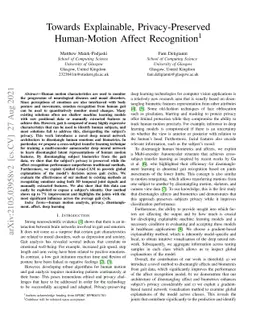 Towards Explainable, Privacy-Preserved Human-Motion Affect Recognition