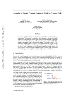 Learning to Extend Program Graphs to Work-in-Progress Code