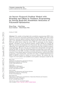 An Inexact Projected Gradient Method with Rounding and Lifting by
  Nonlinear Programming for Solving Rank-One Semidefinite Relaxation of
  Polynomial Optimization