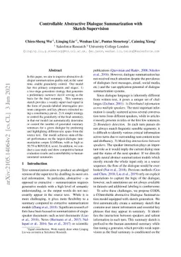 Controllable Abstractive Dialogue Summarization with Sketch Supervision