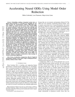 Accelerating Neural ODEs Using Model Order Reduction