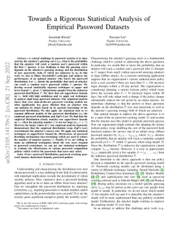 Towards a Rigorous Statistical Analysis of Empirical Password Datasets