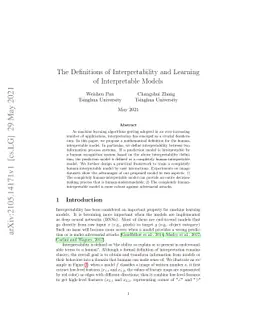 The Definitions of Interpretability and Learning of Interpretable Models