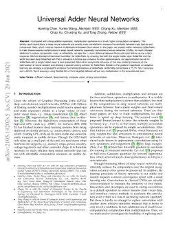 Universal Adder Neural Networks