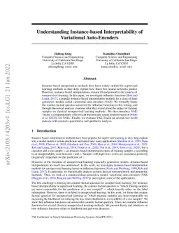 Understanding Instance-based Interpretability of Variational
  Auto-Encoders
