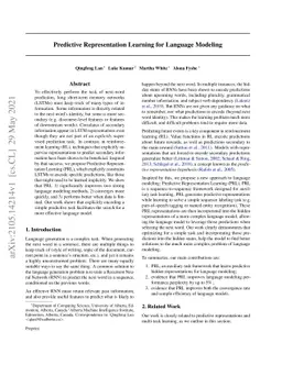 Predictive Representation Learning for Language Modeling
