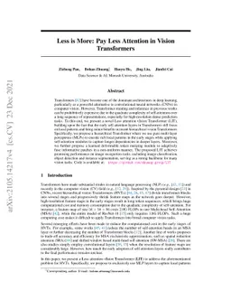 Less is More: Pay Less Attention in Vision Transformers