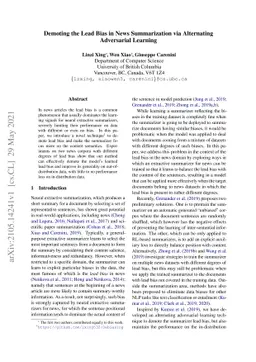 Demoting the Lead Bias in News Summarization via Alternating Adversarial
  Learning