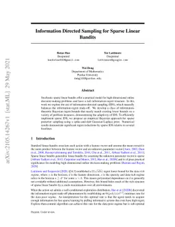 Information Directed Sampling for Sparse Linear Bandits