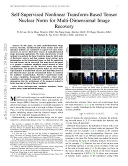 Self-Supervised Nonlinear Transform-Based Tensor Nuclear Norm for
  Multi-Dimensional Image Recovery