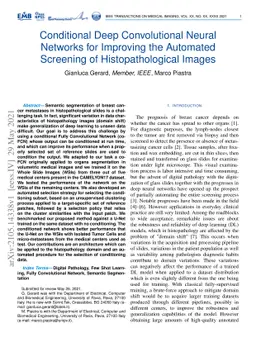 Conditional Deep Convolutional Neural Networks for Improving the
  Automated Screening of Histopathological Images