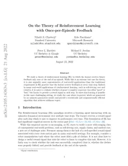 On the Theory of Reinforcement Learning with Once-per-Episode Feedback