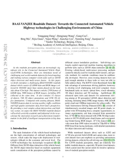 BAAI-VANJEE Roadside Dataset: Towards the Connected Automated Vehicle
  Highway technologies in Challenging Environments of China