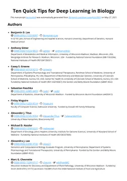 Ten Quick Tips for Deep Learning in Biology