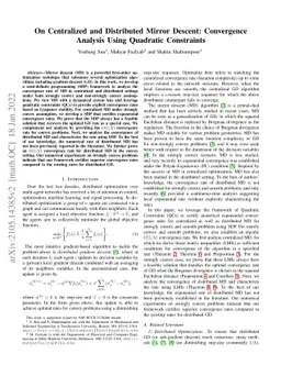 On Centralized and Distributed Mirror Descent: Convergence Analysis
  Using Quadratic Constraints