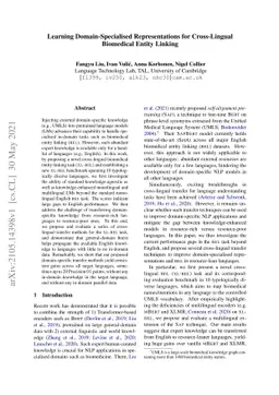 Learning Domain-Specialised Representations for Cross-Lingual Biomedical
  Entity Linking