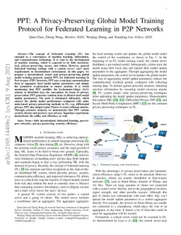 PPT: A Privacy-Preserving Global Model Training Protocol for Federated
  Learning in P2P Networks
