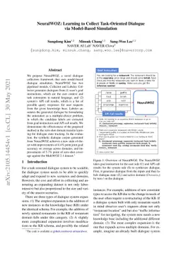 NeuralWOZ: Learning to Collect Task-Oriented Dialogue via Model-Based
  Simulation