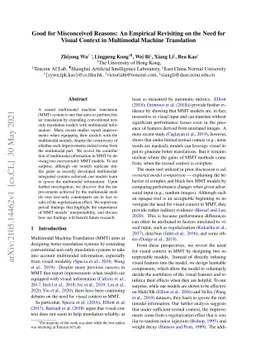 Good for Misconceived Reasons: An Empirical Revisiting on the Need for
  Visual Context in Multimodal Machine Translation