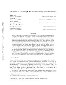 LRTuner: A Learning Rate Tuner for Deep Neural Networks