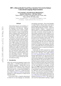 HIT: A Hierarchically Fused Deep Attention Network for Robust Code-mixed
  Language Representation