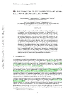 On the geometry of generalization and memorization in deep neural
  networks