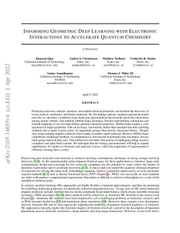 Informing Geometric Deep Learning with Electronic Interactions to
  Accelerate Quantum Chemistry