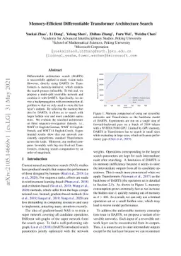 Memory-Efficient Differentiable Transformer Architecture Search