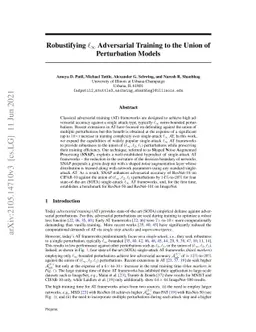 Robustifying $\ell_\infty$ Adversarial Training to the Union of
  Perturbation Models