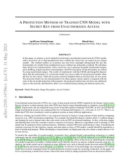 A Protection Method of Trained CNN Model with Secret Key from
  Unauthorized Access