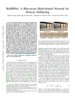 BaMBNet: A Blur-aware Multi-branch Network for Defocus Deblurring