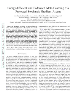 Energy-Efficient and Federated Meta-Learning via Projected Stochastic
  Gradient Ascent