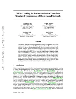 RED : Looking for Redundancies for Data-Free Structured Compression of
  Deep Neural Networks
