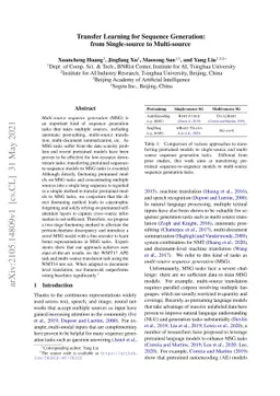 Transfer Learning for Sequence Generation: from Single-source to
  Multi-source