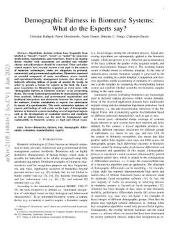 Demographic Fairness in Biometric Systems: What do the Experts say?