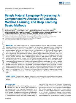 Bangla Natural Language Processing: A Comprehensive Analysis of
  Classical, Machine Learning, and Deep Learning Based Methods