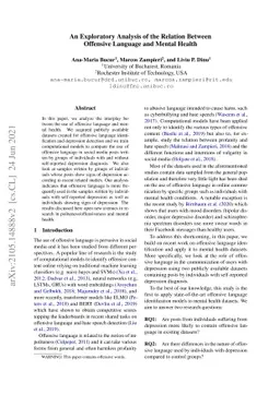 An Exploratory Analysis of the Relation Between Offensive Language and
  Mental Health